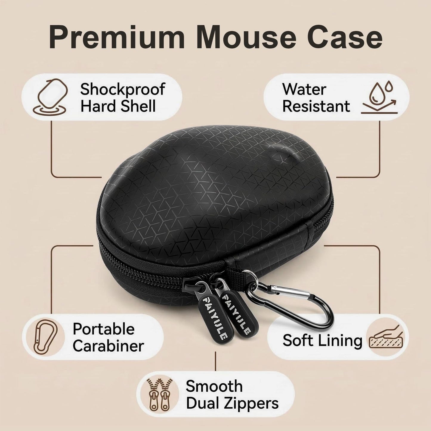 Carrying Case Compatible with Logitech MX Master 4/3S/3 Mouse, Waterproof PU Leather Travel Bag with Precise Receiver Slot & Scroll Wheel Protection, Anti-Shake Foam Padded Hard Shell, Black
