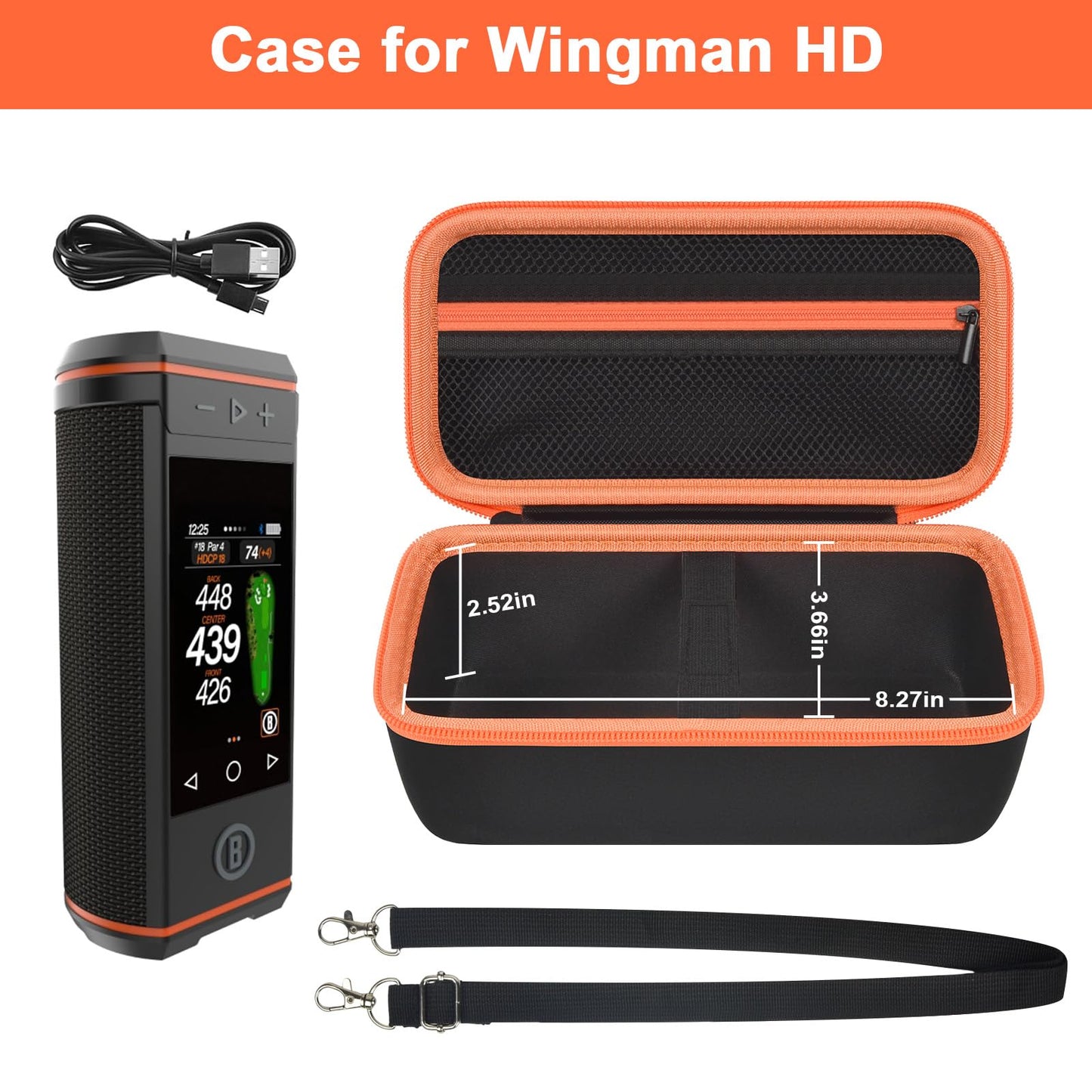 PAIYULE Hard Carrying Case for Bushnell for Wingman View Golf GPS Bluetooth Speaker, Magnetic Mount Travel Organizer for Golf Cart, Fits Charging Cable, Wireless Remote, Golf Towel (Bag Only)