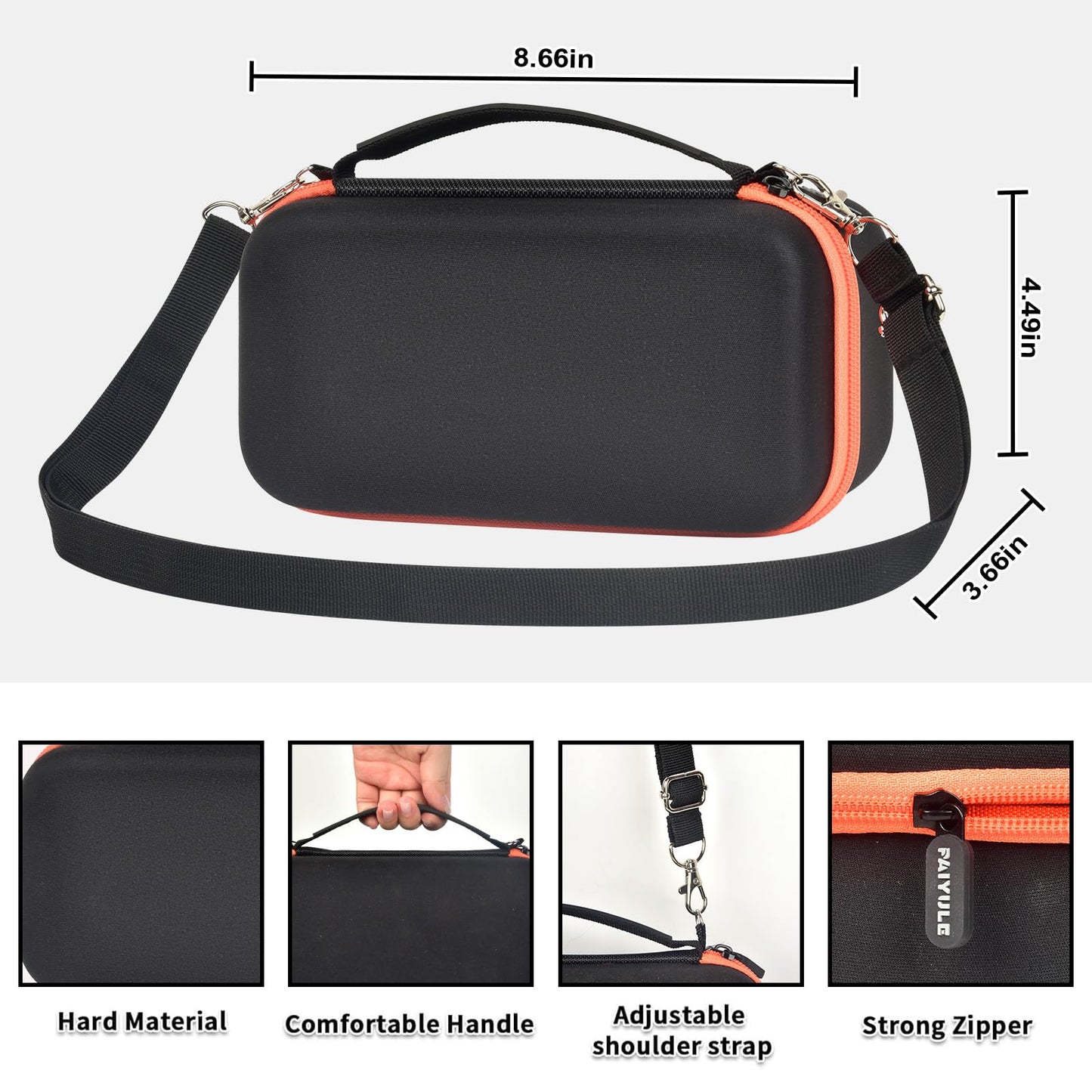 PAIYULE Hard Carrying Case for Bushnell for Wingman View Golf GPS Bluetooth Speaker, Magnetic Mount Travel Organizer for Golf Cart, Fits Charging Cable, Wireless Remote, Golf Towel (Bag Only)