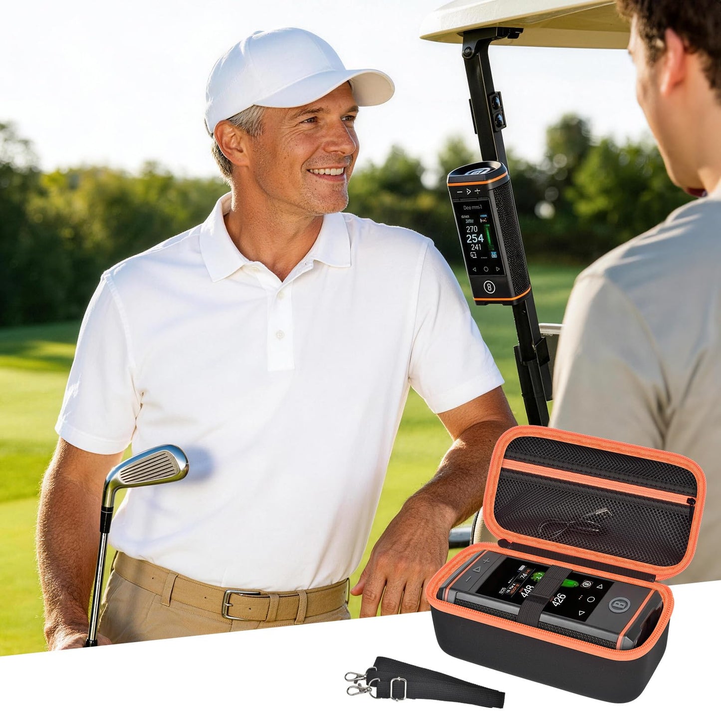 PAIYULE Hard Carrying Case for Bushnell for Wingman View Golf GPS Bluetooth Speaker, Magnetic Mount Travel Organizer for Golf Cart, Fits Charging Cable, Wireless Remote, Golf Towel (Bag Only)