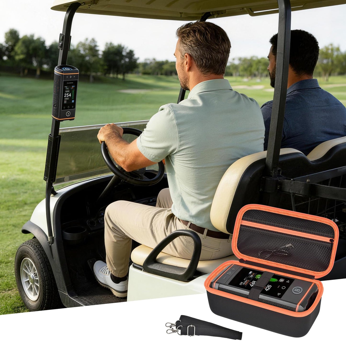 PAIYULE Hard Carrying Case for Bushnell for Wingman View Golf GPS Bluetooth Speaker, Magnetic Mount Travel Organizer for Golf Cart, Fits Charging Cable, Wireless Remote, Golf Towel (Bag Only)