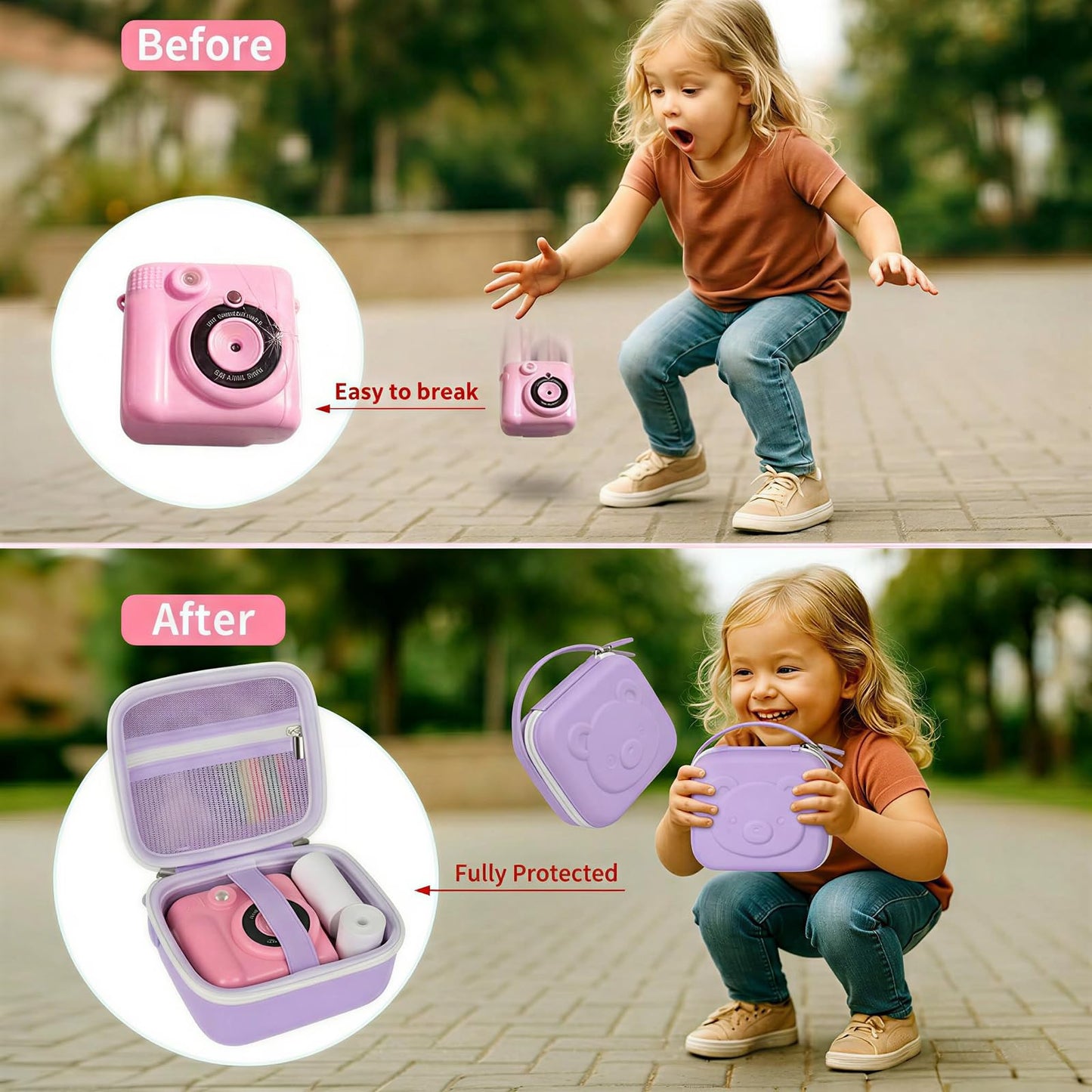PAIYULE Kids Instant Print Camera Case Compatible with ESOXOFFORE for Dylanto for DUDUDRAGON for GKTZ for ETIKEZ for Dafotil for Careenoah Digital Video Prints Paper Bag (Box Only) Purple