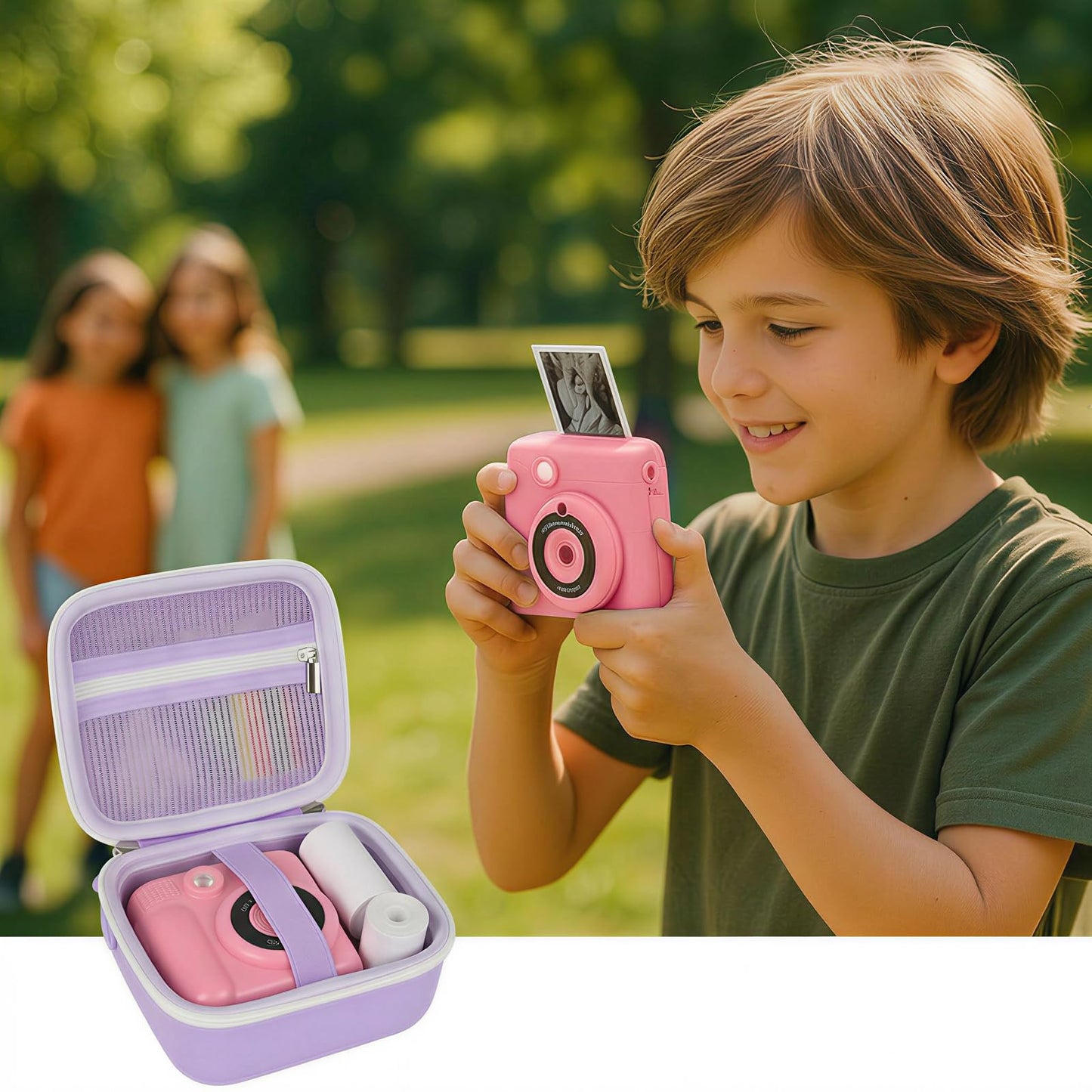 PAIYULE Kids Instant Print Camera Case Compatible with ESOXOFFORE for Dylanto for DUDUDRAGON for GKTZ for ETIKEZ for Dafotil for Careenoah Digital Video Prints Paper Bag (Box Only) Purple