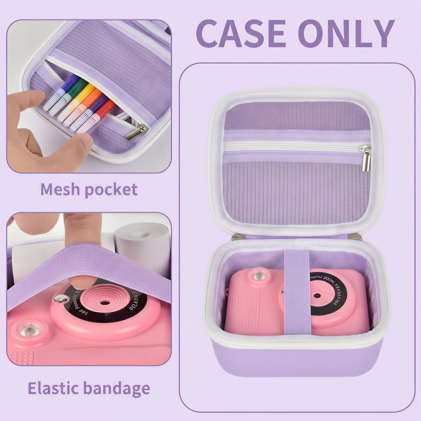 PAIYULE Kids Instant Print Camera Case Compatible with ESOXOFFORE for Dylanto for DUDUDRAGON for GKTZ for ETIKEZ for Dafotil for Careenoah Digital Video Prints Paper Bag (Box Only) Purple