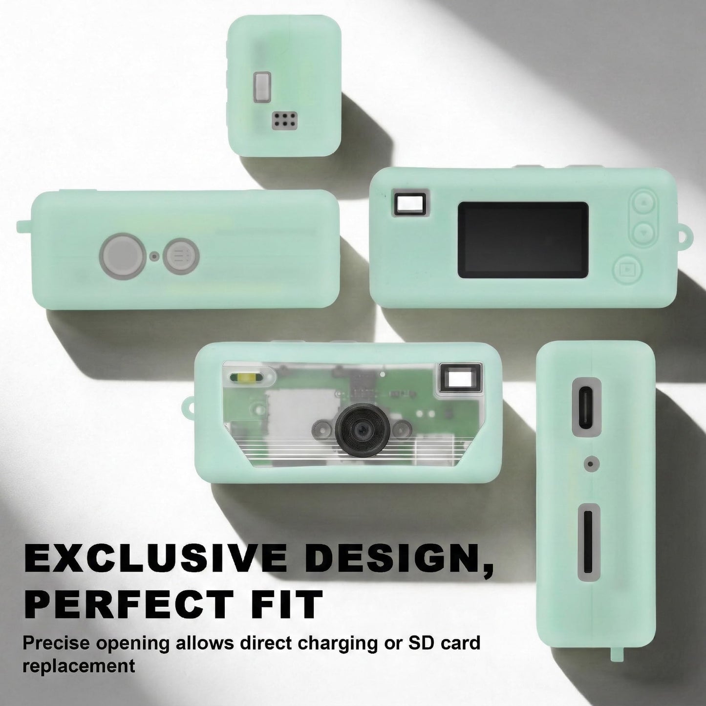 PAIYULE Silicone Case for Kodak CHARMERA Keychain Digital Camera Blind Box, Photo Mini Keychain Camera Sleeve with Precise Cutouts & Scratch Protection - Camera NOT Included (Transparent)