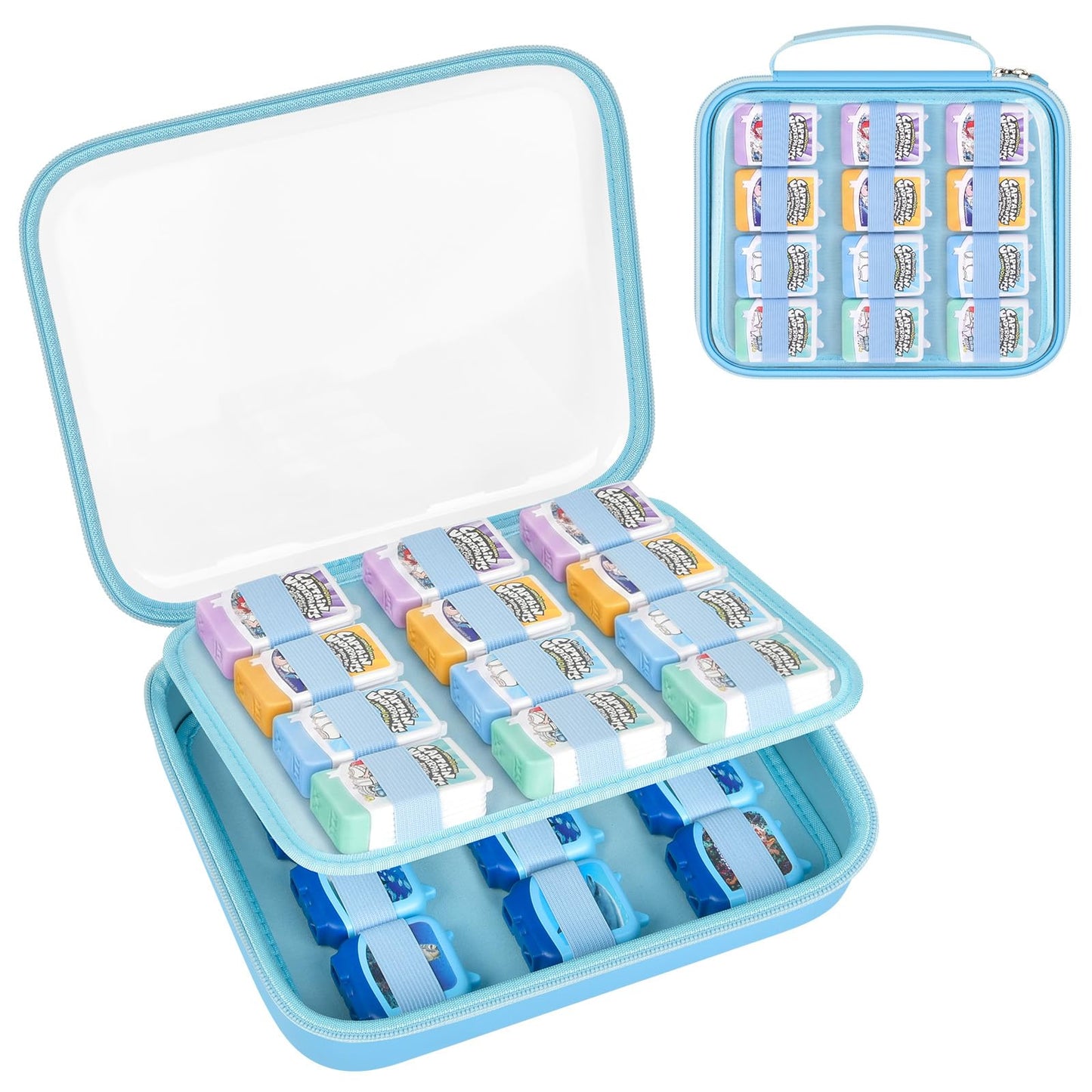 PAIYULE Hard Case for Tonies Audiobook Play Figures & 4-Pack Sets, Organizer with Clear Top for Travel, Present, and Collection Display- Pink (Case Only)