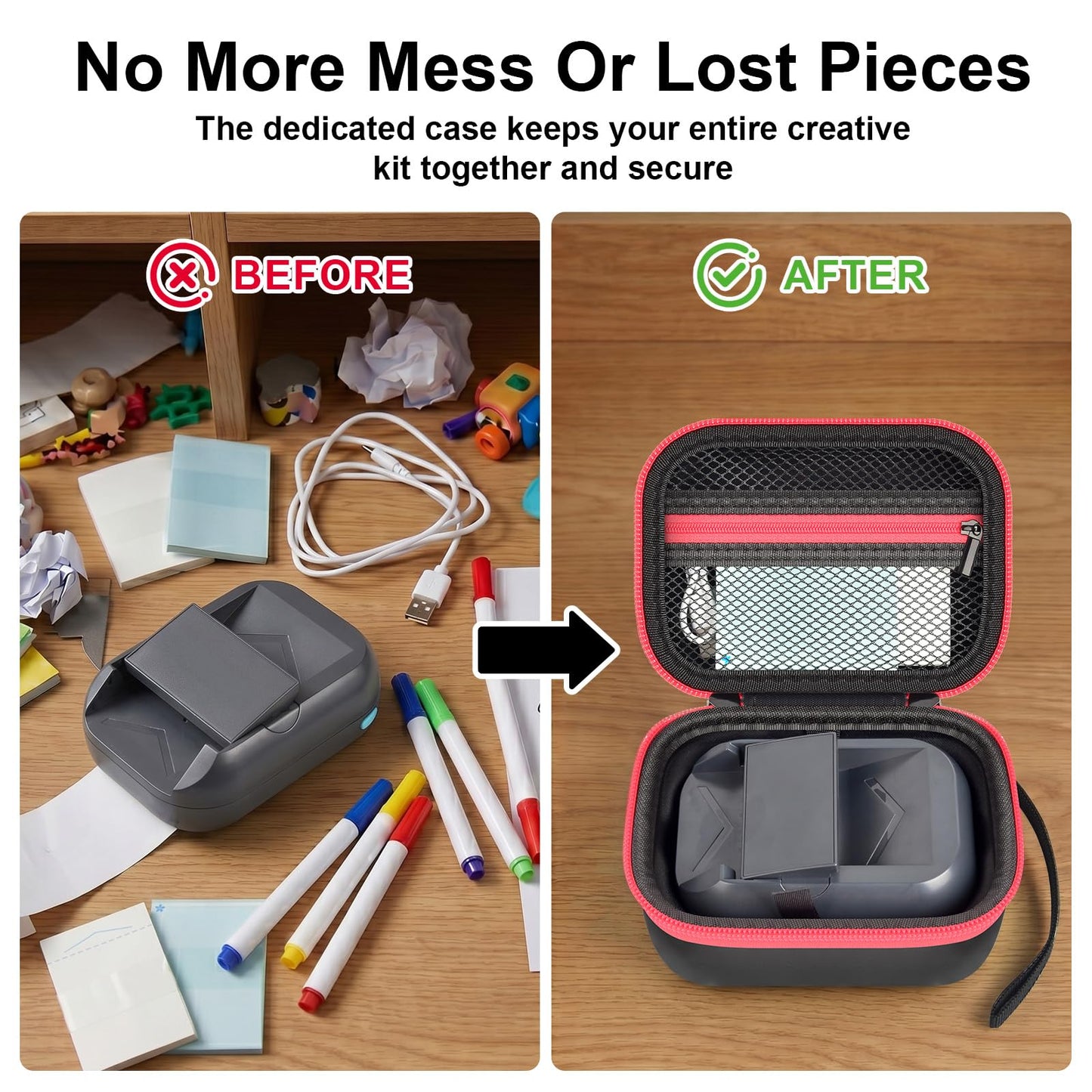 PAIYULE Case for Hello Blink Tattoo Maker, Protective Travel Bag for Sticker Printer and Tattoo Printer - Holds Device, Pens, Charger, Paper - EVA Portable Storage Box for Kids Crafts and Gifts