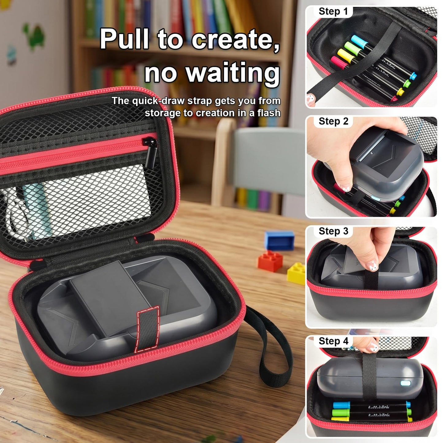 PAIYULE Case for Hello Blink Tattoo Maker, Protective Travel Bag for Sticker Printer and Tattoo Printer - Holds Device, Pens, Charger, Paper - EVA Portable Storage Box for Kids Crafts and Gifts