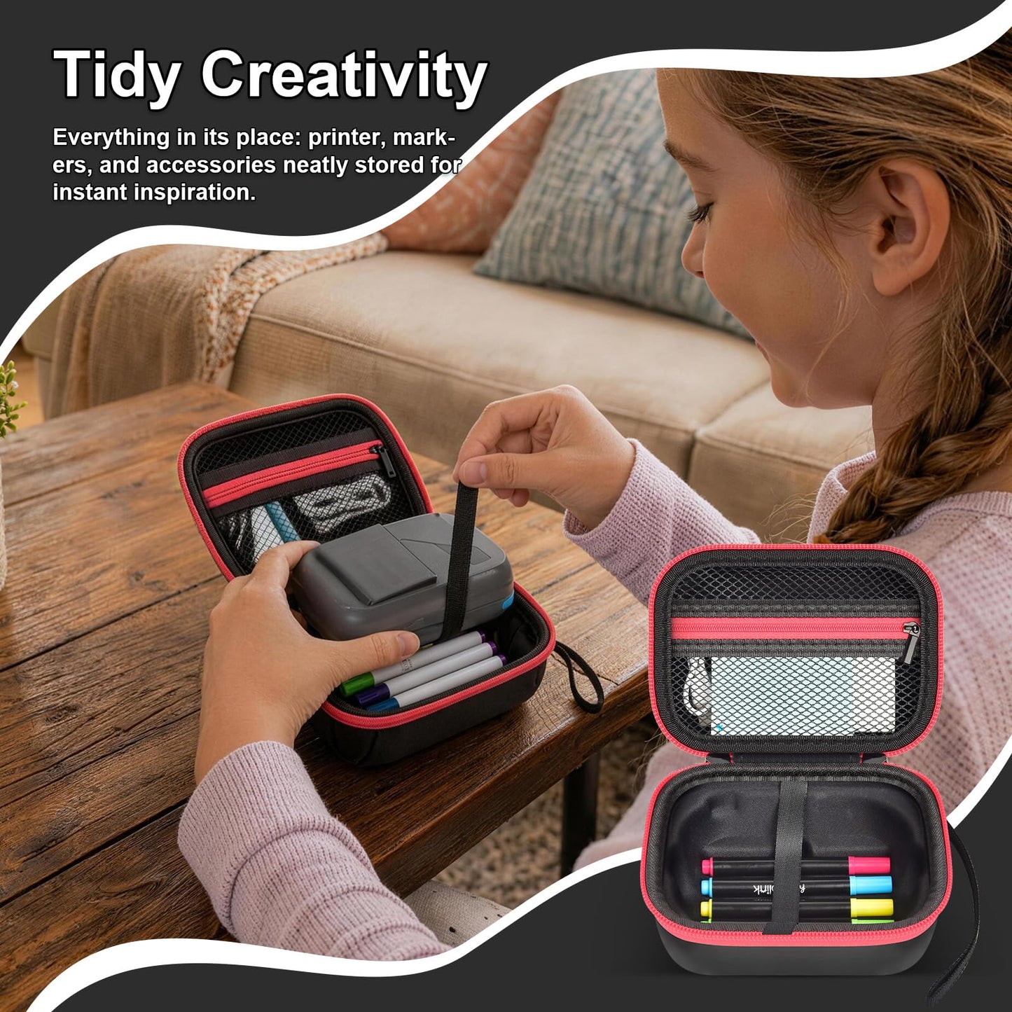 PAIYULE Case for Hello Blink Tattoo Maker, Protective Travel Bag for Sticker Printer and Tattoo Printer - Holds Device, Pens, Charger, Paper - EVA Portable Storage Box for Kids Crafts and Gifts