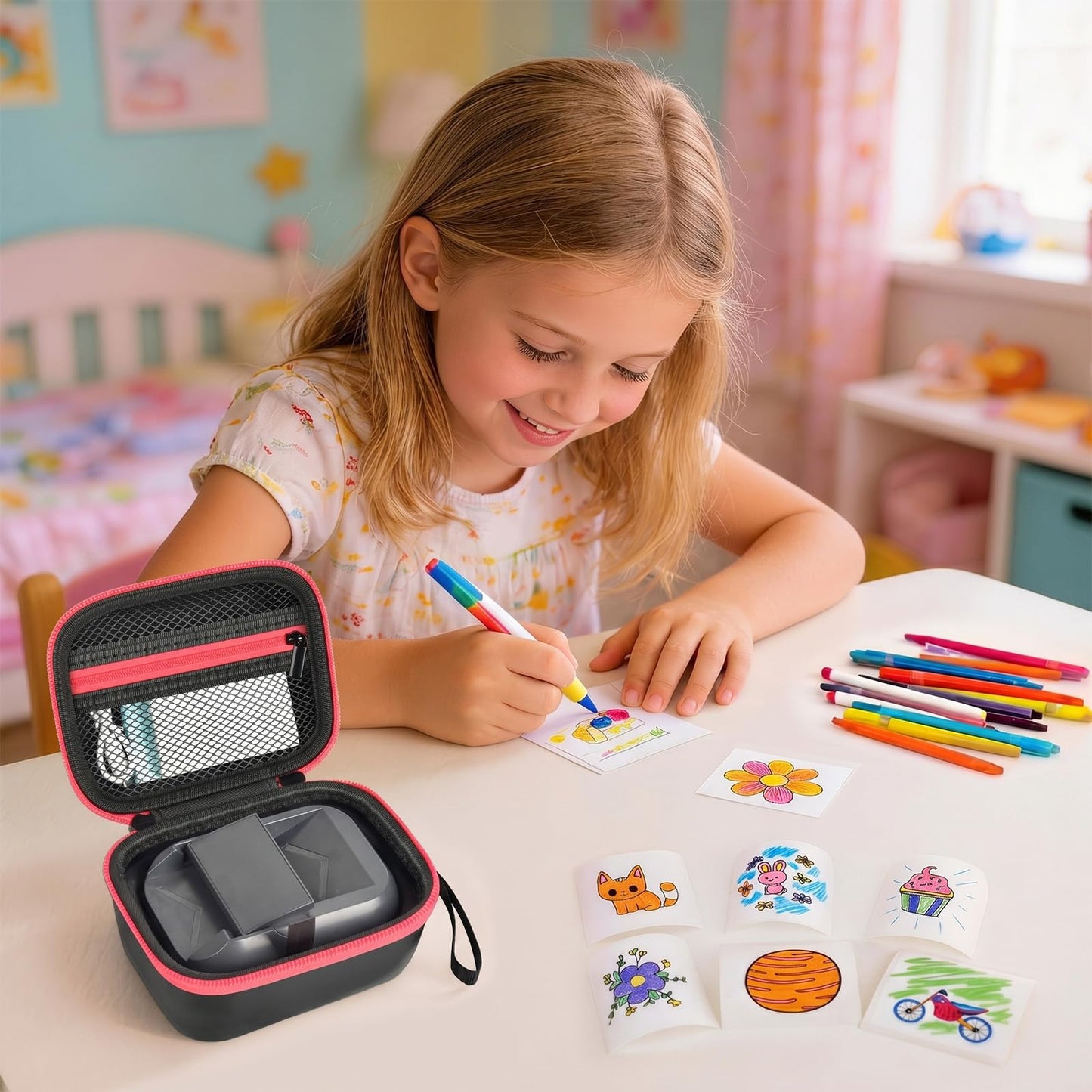 PAIYULE Case for Hello Blink Tattoo Maker, Protective Travel Bag for Sticker Printer and Tattoo Printer - Holds Device, Pens, Charger, Paper - EVA Portable Storage Box for Kids Crafts and Gifts