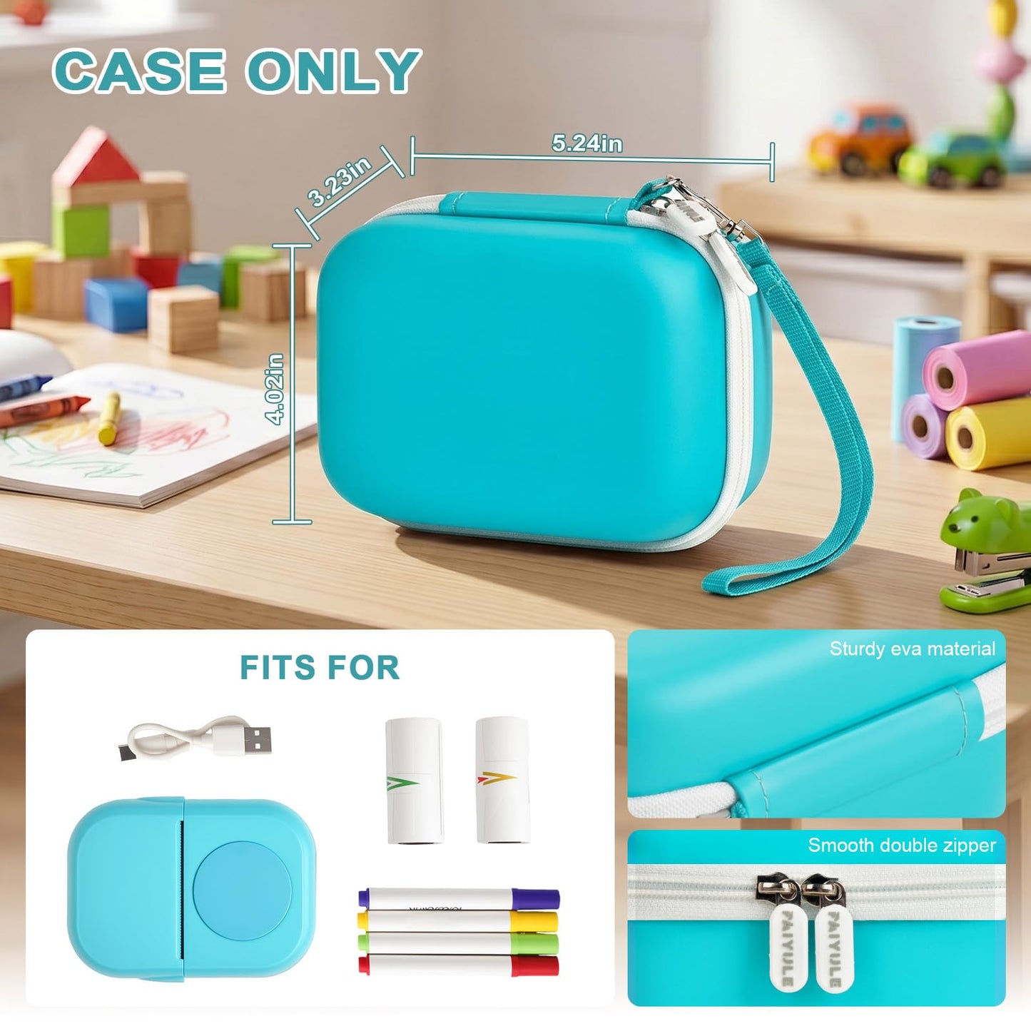 PAIYULE Case for Hello Blink Tattoo Maker, Protective Travel Bag for Sticker Printer and Tattoo Printer - Holds Device, Pens, Charger, Paper - EVA Portable Storage Box for Kids Crafts and Gifts