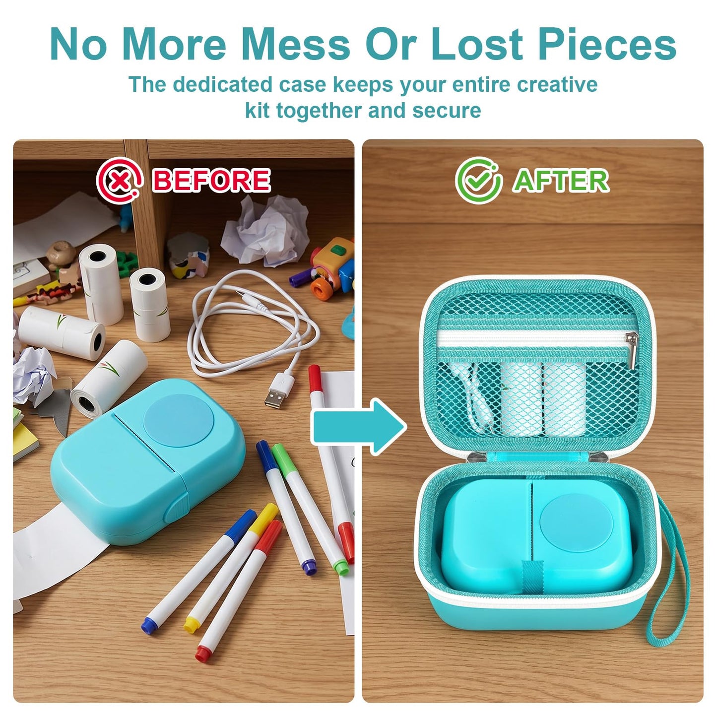PAIYULE Case for Hello Blink Tattoo Maker, Protective Travel Bag for Sticker Printer and Tattoo Printer - Holds Device, Pens, Charger, Paper - EVA Portable Storage Box for Kids Crafts and Gifts