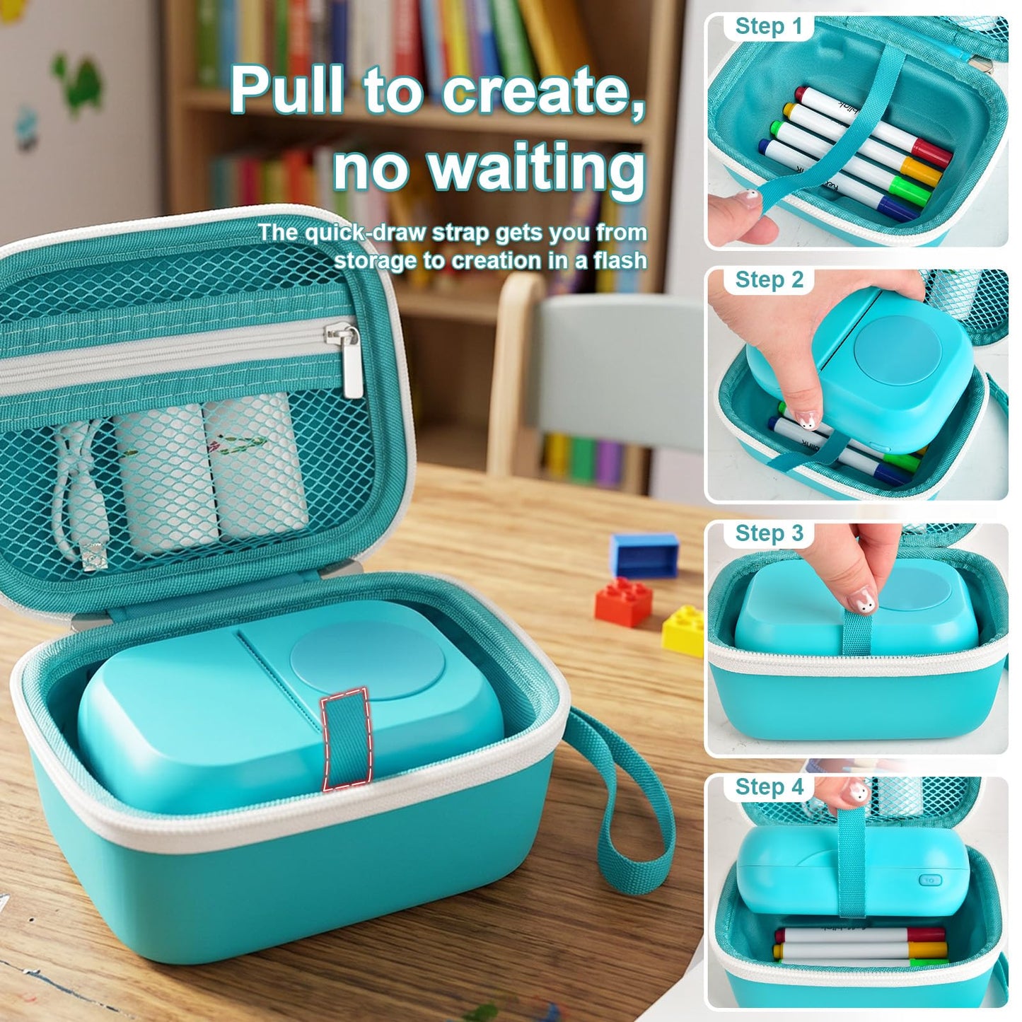 PAIYULE Case for Hello Blink Tattoo Maker, Protective Travel Bag for Sticker Printer and Tattoo Printer - Holds Device, Pens, Charger, Paper - EVA Portable Storage Box for Kids Crafts and Gifts