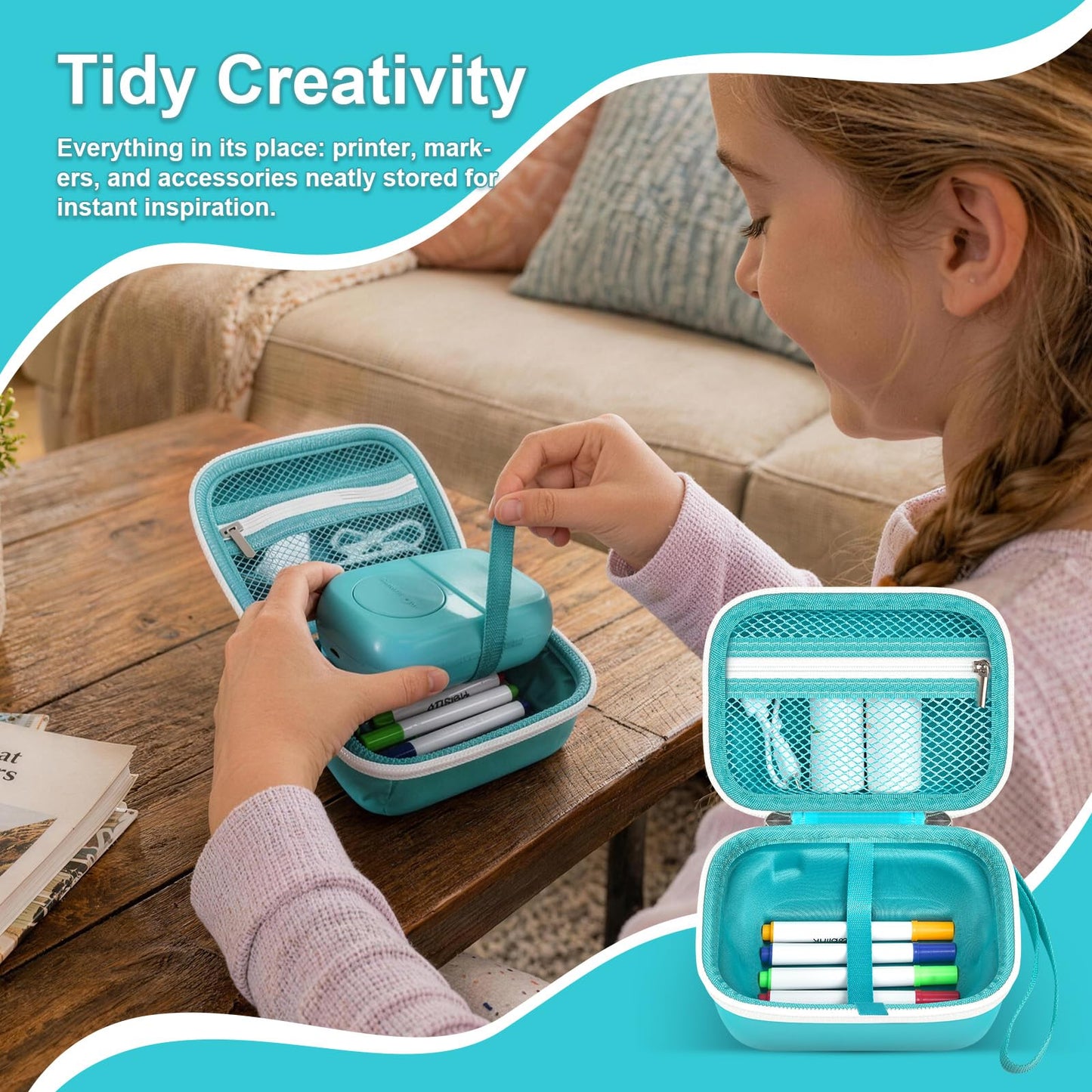 PAIYULE Case for Hello Blink Tattoo Maker, Protective Travel Bag for Sticker Printer and Tattoo Printer - Holds Device, Pens, Charger, Paper - EVA Portable Storage Box for Kids Crafts and Gifts