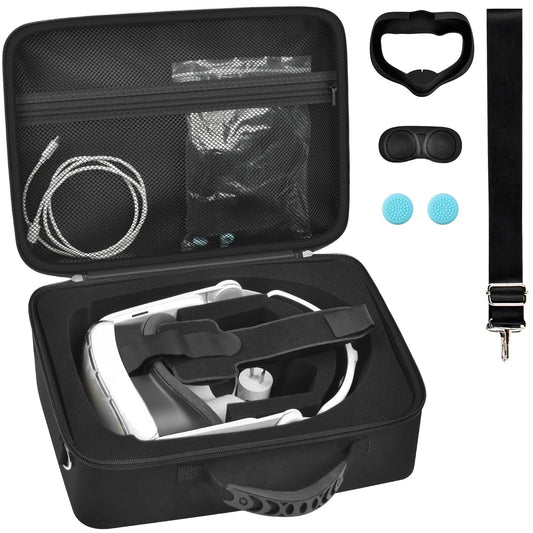 Carrying Case for Meta for Quest 3/ 3s, for Oculus Quest 2 Virtual Reality Headset/Touch Controllers/Elite Strap VR2 Accessories with Silicone Face Cover, Lens Protector(No Device)