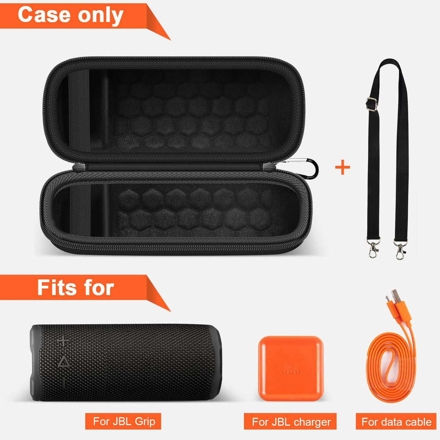 Case for JBL Grip Bluetooth Speaker with Shoulder Strap and Carabiner (Box Only)