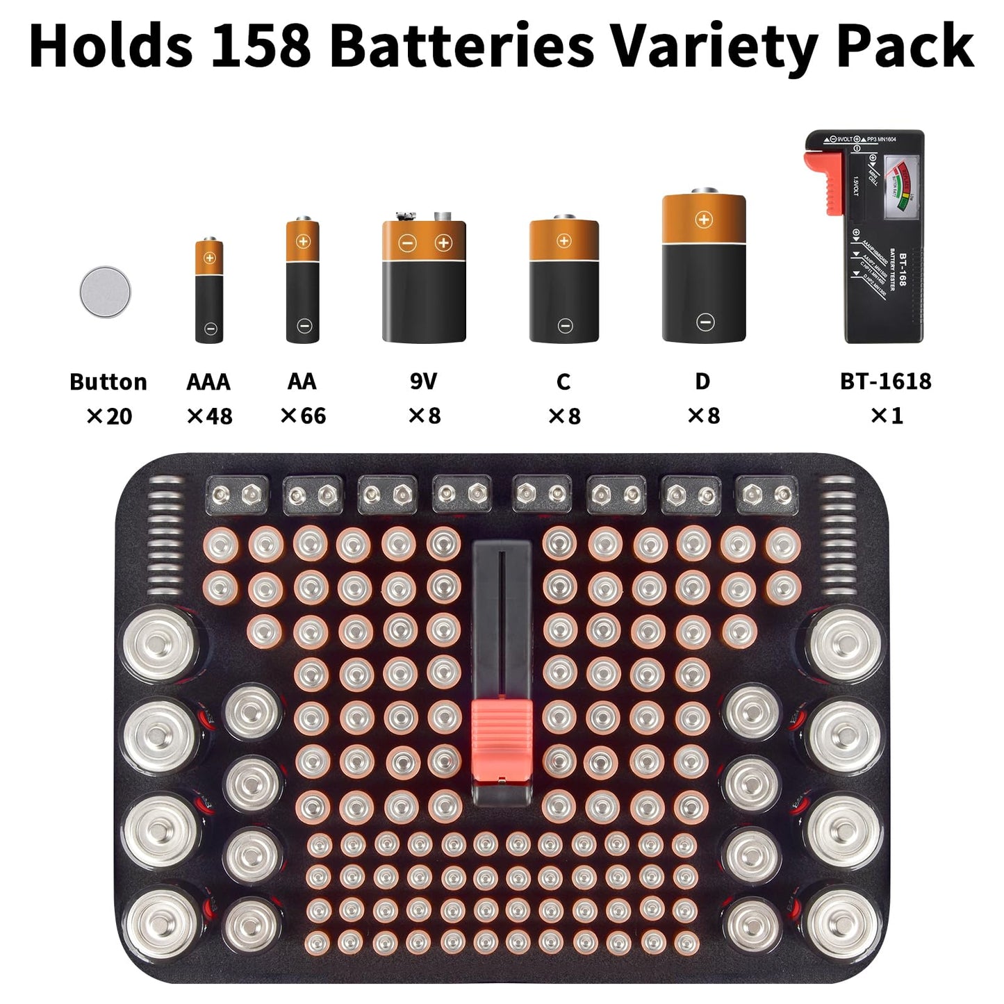 Battery Organizer Box Storage Case with Tester (Box Only)