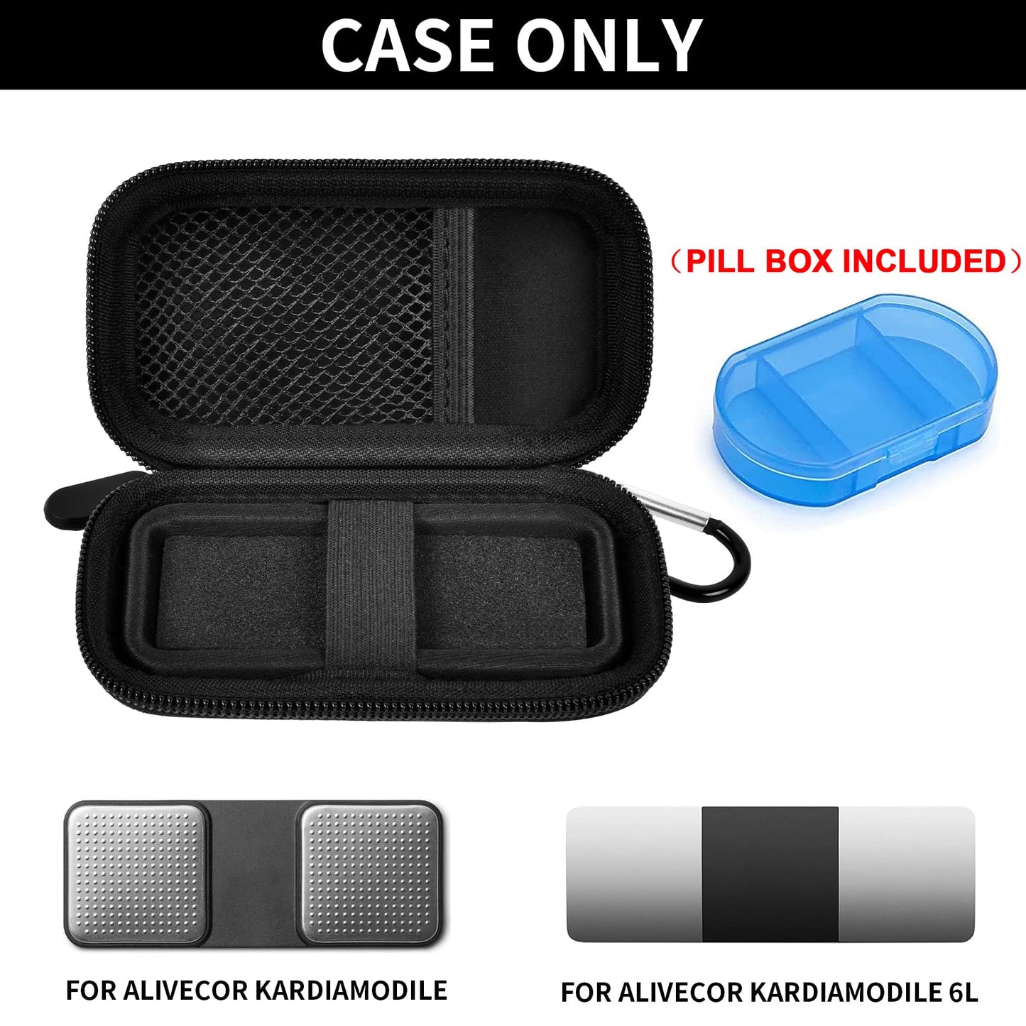 Heart Rate Monitor Case for AliveCor for KardiaMobile 6L / 6L Max 1L Personal EKG Monitor Storage Holder (Pill Box Included)