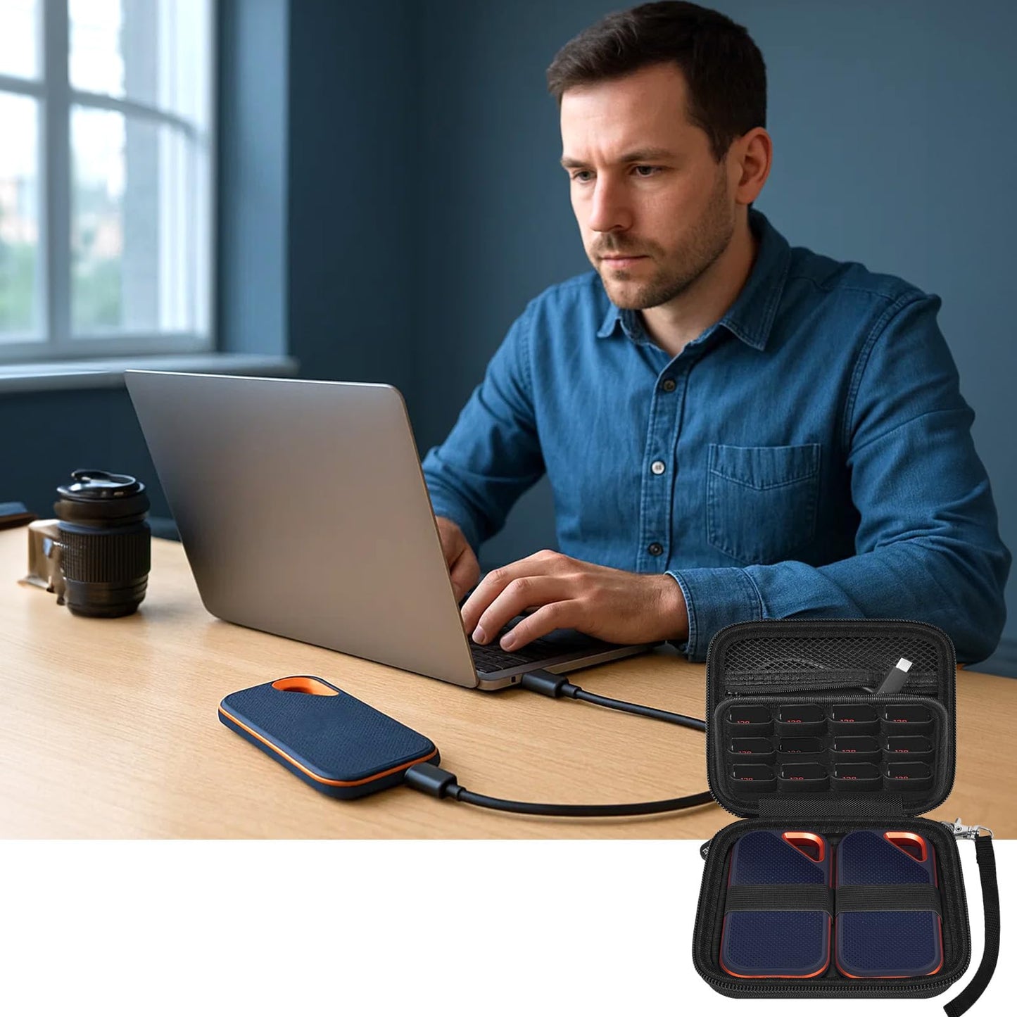 Case Compatible with SanDisk 1TB 2TB 4TB 500GB 8TB for SanDisk Extreme PRO Portable SSD External Hard Drive - for 2 Pcs SSD( Box Only)