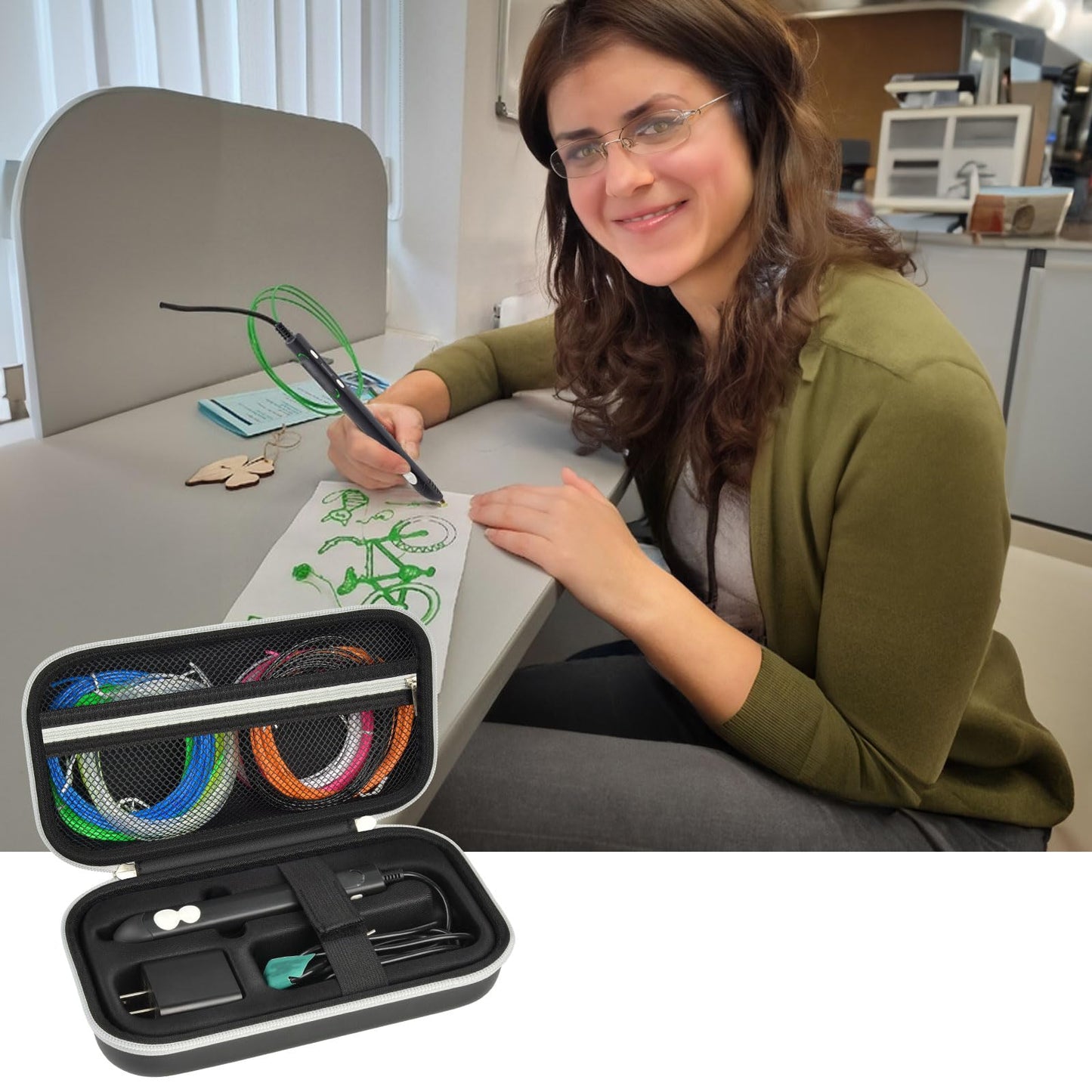 Case Compaitble with 3Doodler Flow for 3D Printing Pen for Teens Adults Creators (Bag Only)