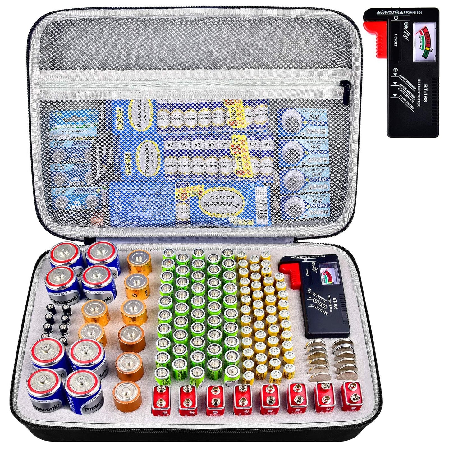 Battery Organizer Storage Box with Tester BT-168