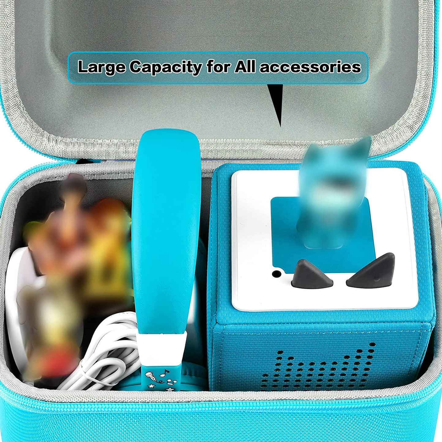 Case Compatible with Toniebox Starter Set for Tonies Figurine, Educational Musical Toy Storage Holder Organizer Fits for Charging Station, Headphones and More Accessories for Kids-Blue(Box Only)