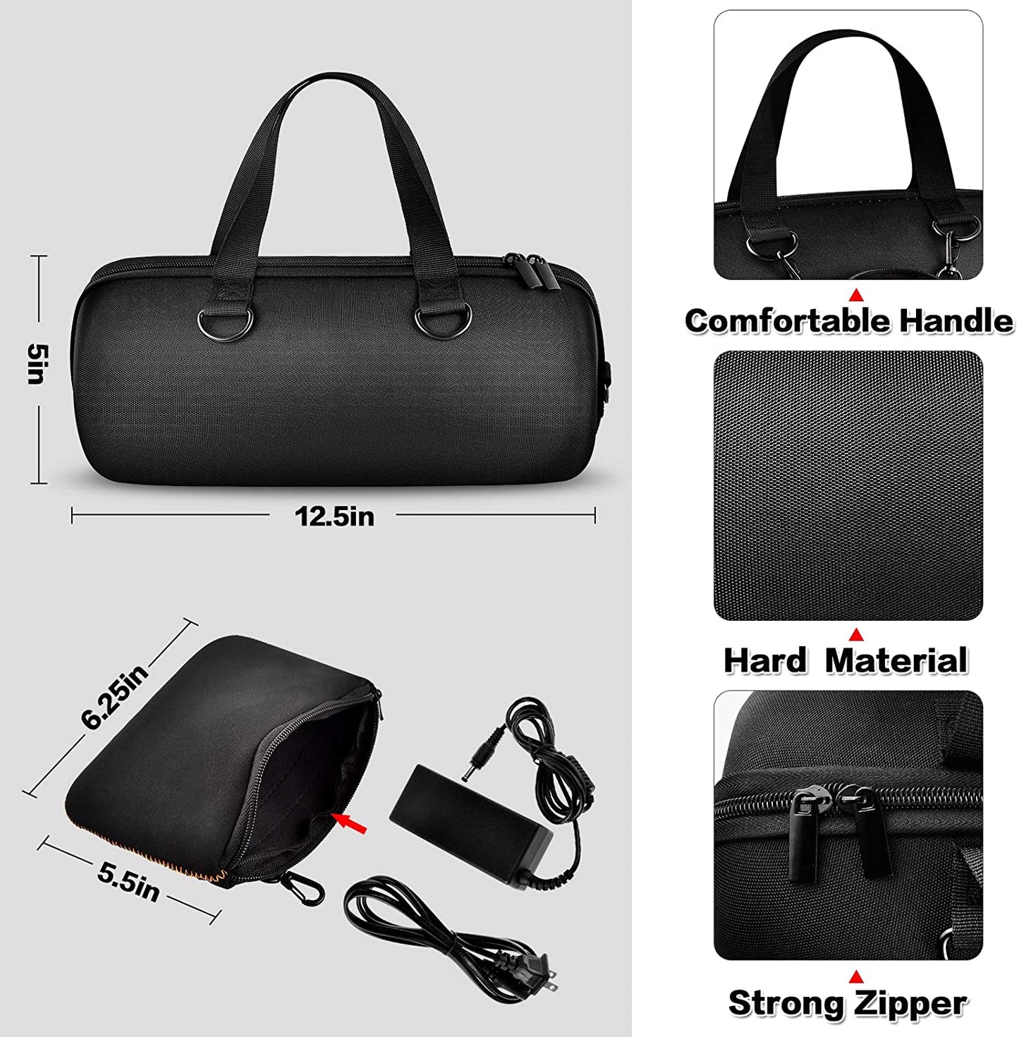 Hard Case for JBL Xtreme 3/ for Extreme 2 Waterproof Portable Bluetooth Speaker, Black Hard Travel Carrying Box for JBL Xtreme Lifestyle Accessories, USB Cable & Charger, Bag Only