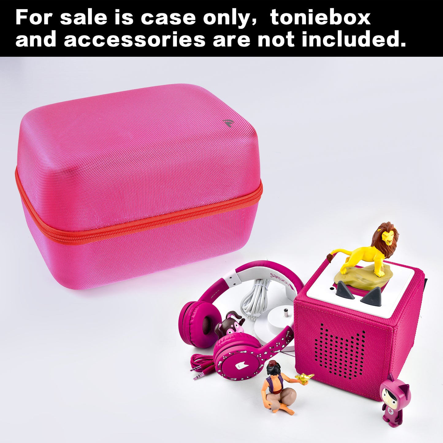 Case Compatible with Toniebox Starter Set and Tonies Figurine, Educational Musical Toy Storage Holder Organizer Fits for Charging Station, Headphones and More Accessories for Kids-Pink(Box Only)