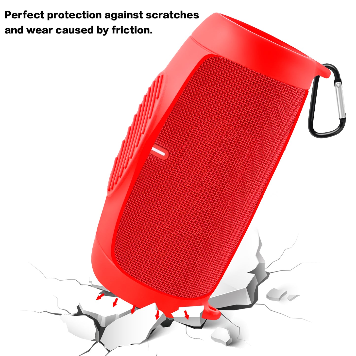 Silicone Case Cover for JBL Charge 5 Portable Bluetooth Speaker, Travel Gel Soft Skin,Waterproof Rubber Carrying Pouch with Strap(Red)