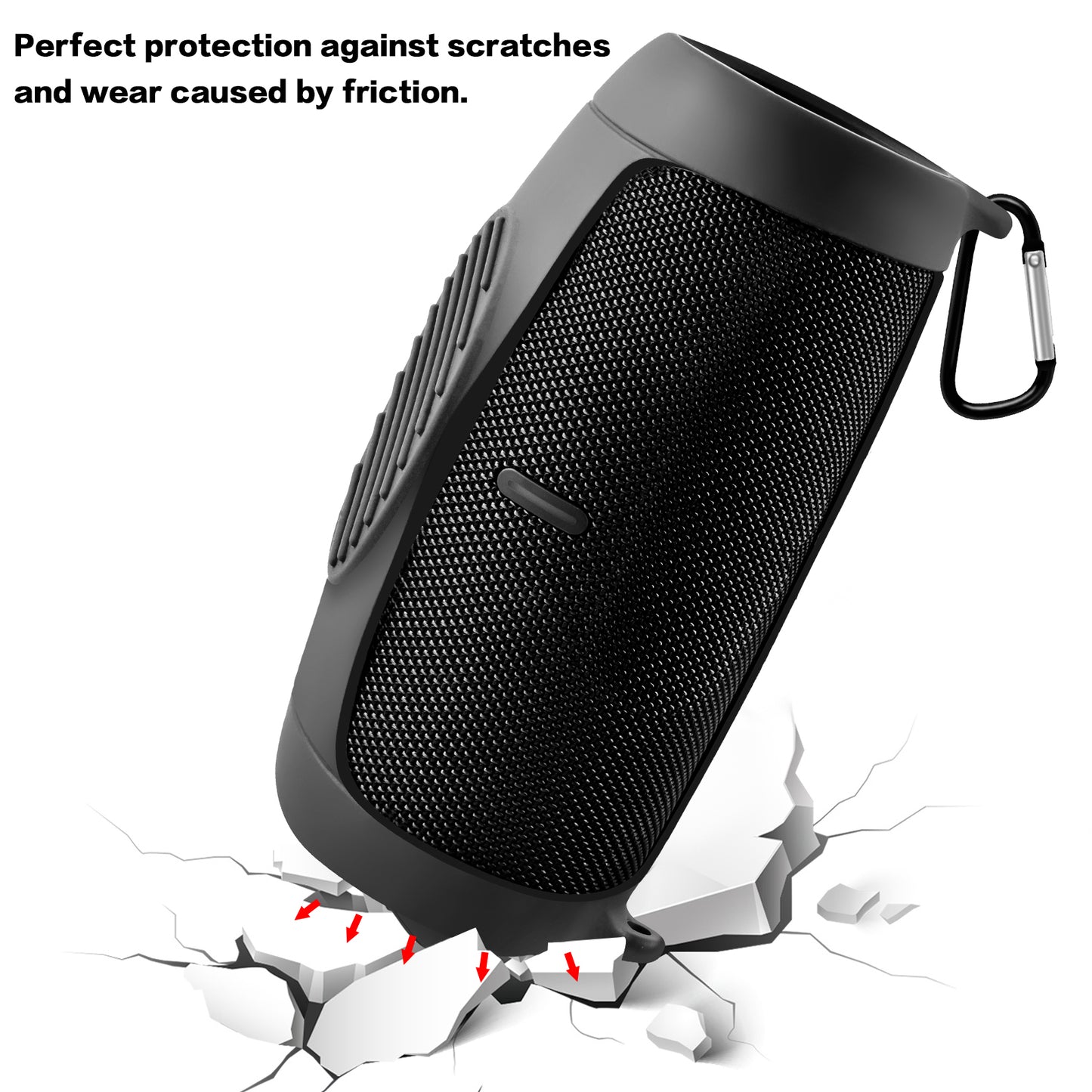 Silicone Case Cover for JBL Charge 5 Portable Bluetooth Speaker, Travel Gel Soft Skin,Waterproof Rubber Carrying Pouch with Strap(Black)