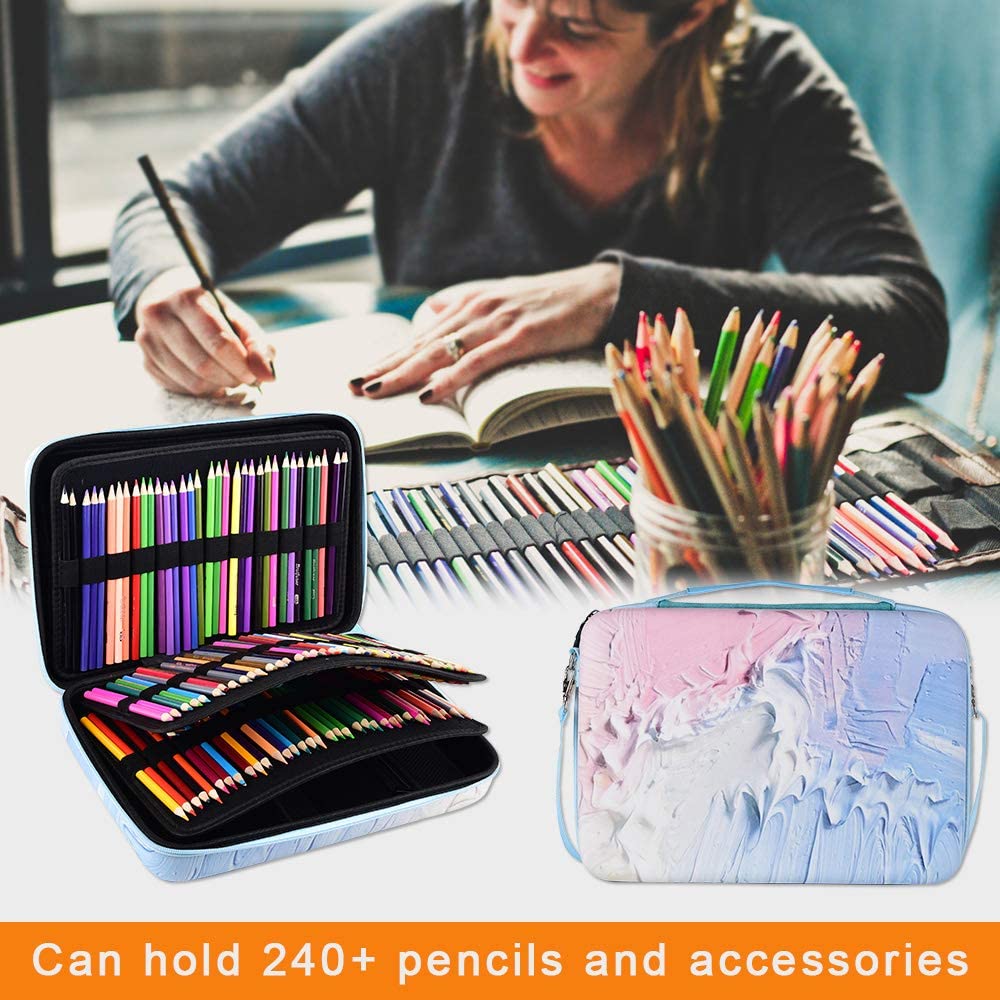 Large Pencil Storage Case - Holds 240+ Colored Pencils, Pencil Bag Compatible with Prismacolor Colored Pencils, Watercolor Pencils, Faber Castell Colored Pencils, ARTEZA Colored Pencils Set(Box Only)